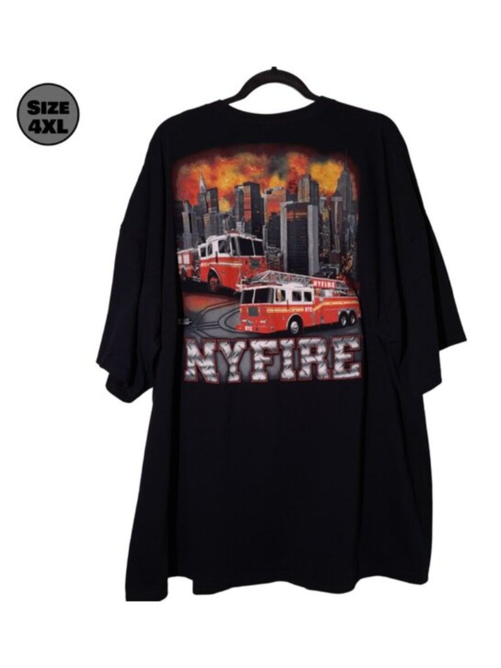 ASi: NY FIRE USED Shirt (4XL, Y2K, Black, 2008, New York City, NYFIRE, Trucks)